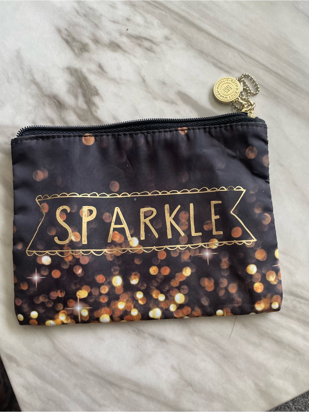 3/$10 Sparkle Printed Cosmetic Pouch - Black & Gold